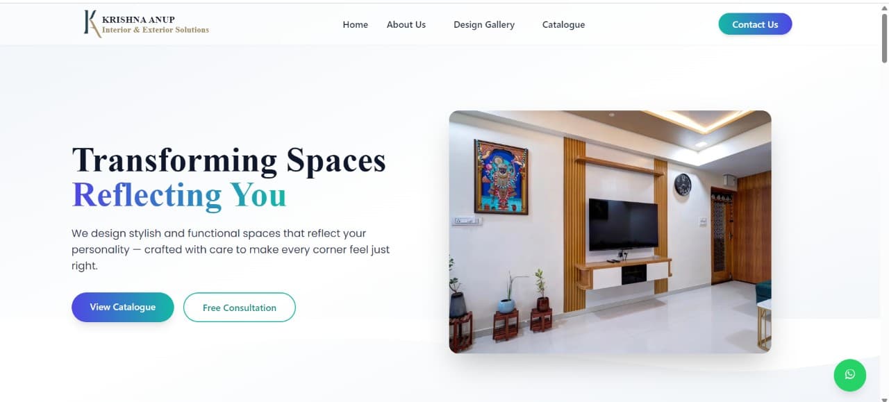 Krishna Anup Interiors Website Preview